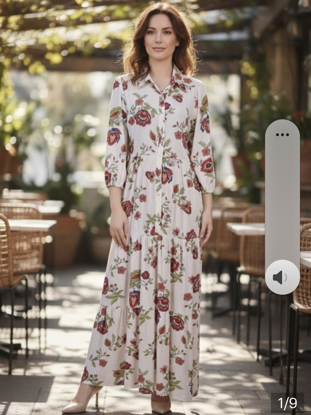 NY Collection White Maxi Dress with Red Floral Print Size Petite Medium